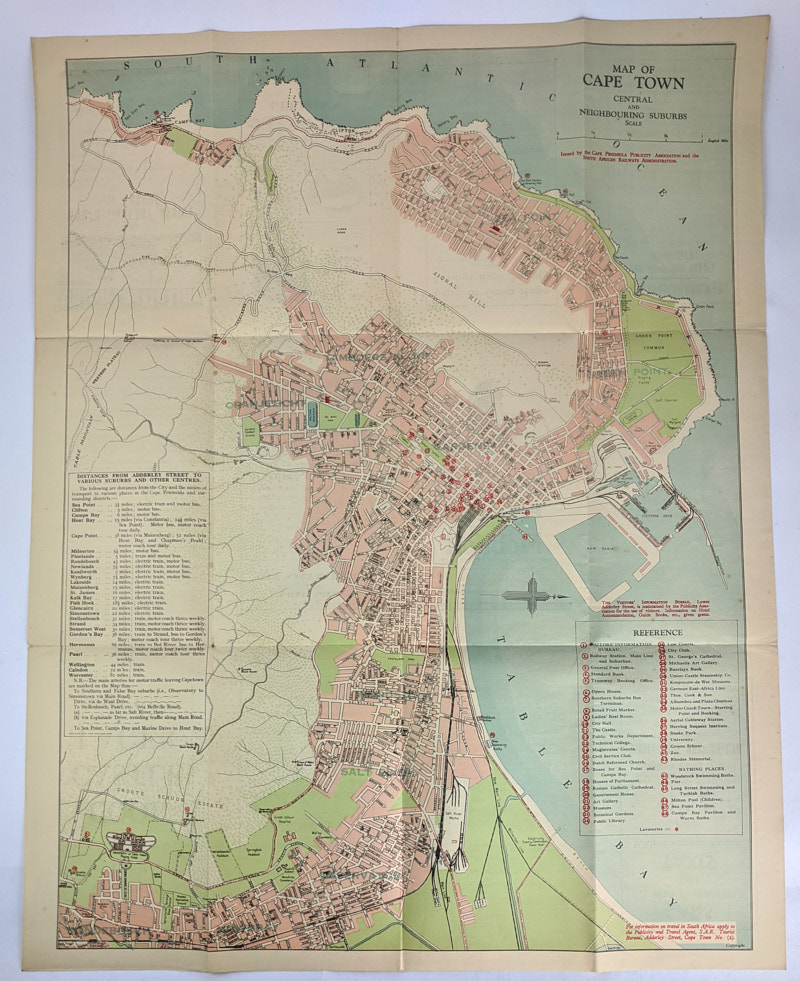 Map of Cape Town: Central and Neighbouring Suburbs - The Book Merchant ...