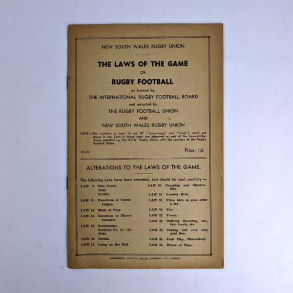 The Laws of the Game of Rugby Football