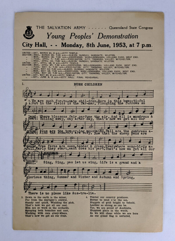 Lot of 5 Programmes / Sheet Music / Rehearsal Notes for The Salvation Army Queensland Young Peoples' Demonstrations - Image 6