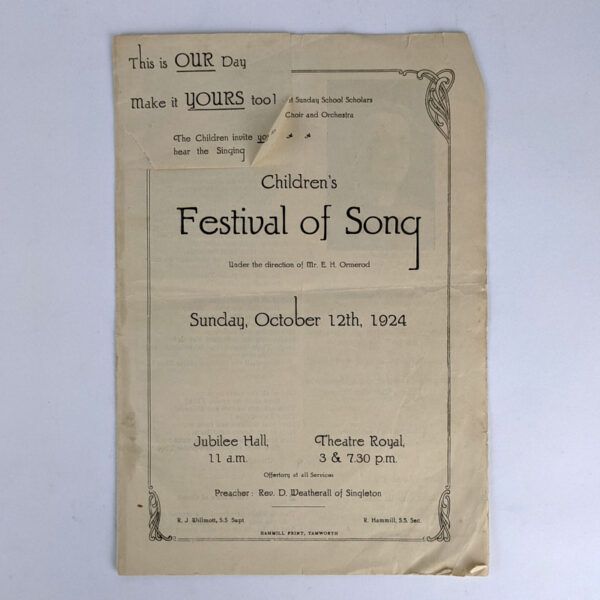 Children's Festival of Song, Sunday, October 12th, 1924