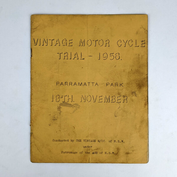 Vintage Motor Cycle Trial - 1956: Parramatta Park, 19th Novemeber