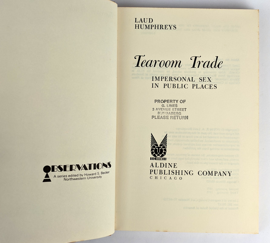 Tearoom Trade Impersonal Sex in Public Places The Book Merchant Jenkins