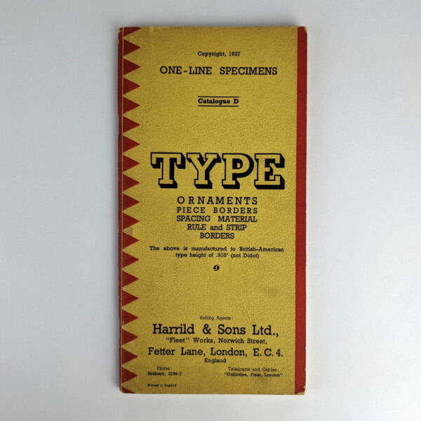 Mouldtype One-Line Specimens (Catalogue D)