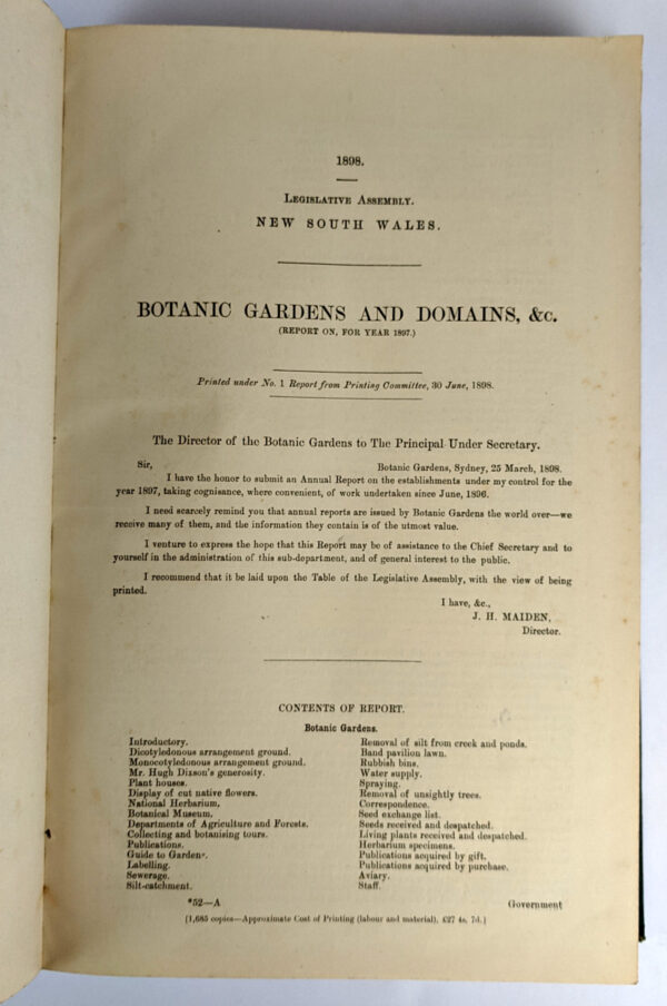 Botanic Gardens and Domains, Reports for the Years 1896-1914 - Image 2