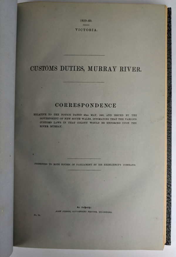 A Collection of 23 Victorian Parliamentary Papers relating to Customs Duties at the Victorian Border - Image 3