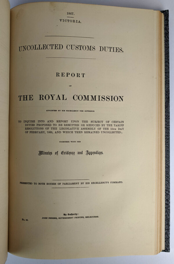 A Collection of 23 Victorian Parliamentary Papers relating to Customs Duties at the Victorian Border - Image 7