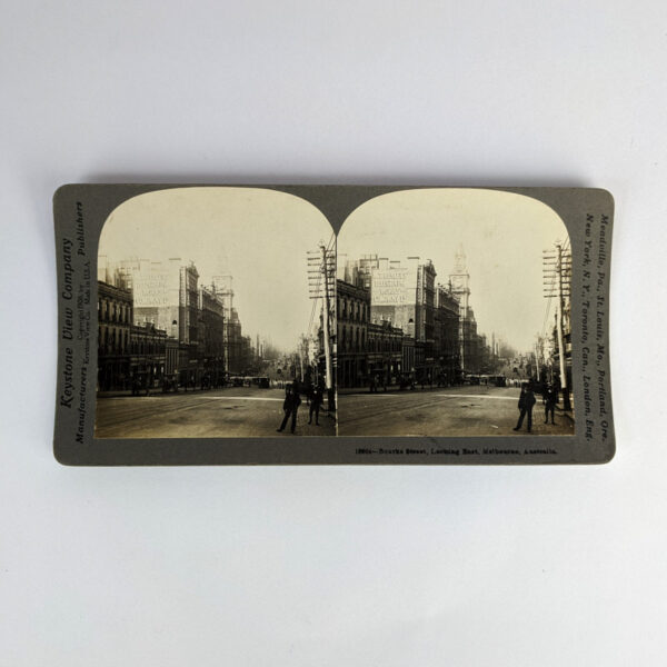Stereoview of Melbourne, Australia, Bourke Street, Looking East