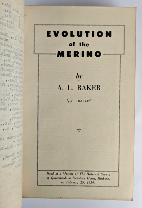 The Historical Society of Queensland Journal Vol. IV TOGETHER WITH Evolution of the Merino - Image 2