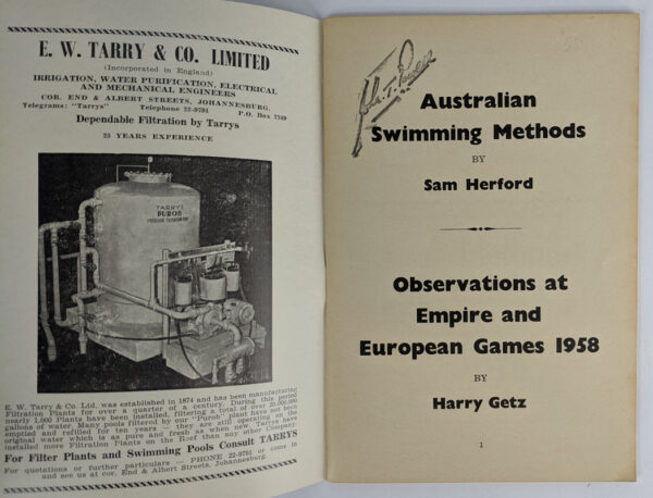 Australian Swimming Methods / Observations at Empire & European Games, 1958 - Image 2
