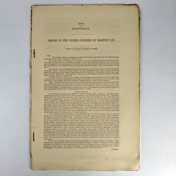 1886 Report on the Oyster Fisheries of Moreton Bay