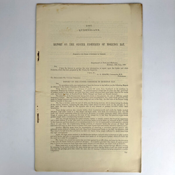 1887 Report on the Oyster Fisheries of Moreton Bay