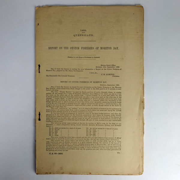 1890 Report on the Oyster Fisheries of Moreton Bay