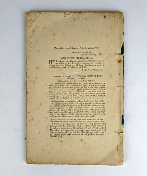 The Gold Fields Act of 1866 and Amended Regulations of 21 March, 1872 - Image 3