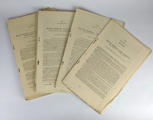 Mount Morgan Gold Deposits and Other Mines in the Crocodile Gold Field (First, Second, Third, and Fourth Reports by Robert L. Jack, Government Geologist for the years 1884, 1889, 1892, and 1898)