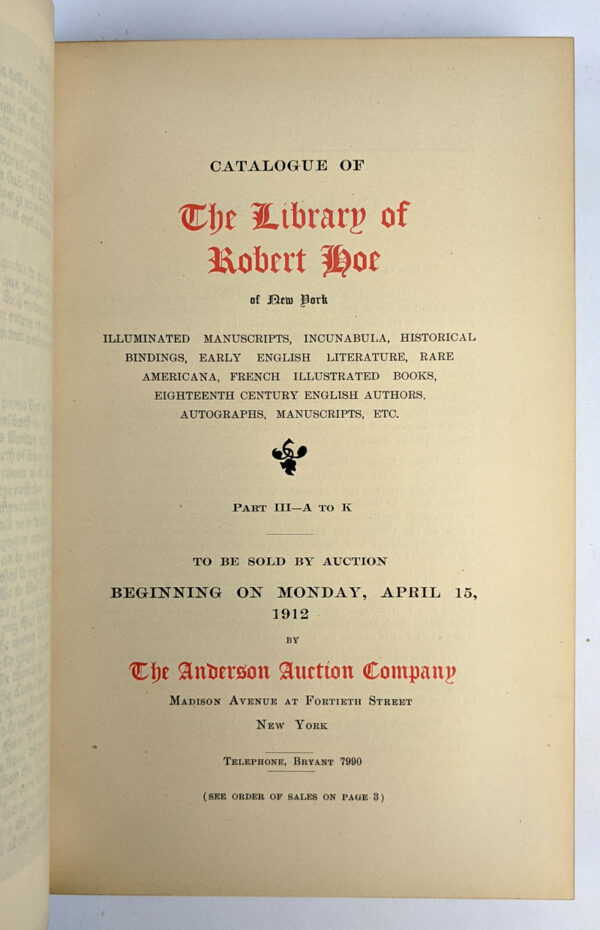 Catalogue of the Library of Robert Hoe of New York - Image 3