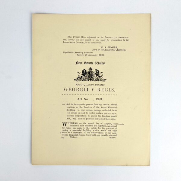 Anzac Memorial (Building) Act, 1923
