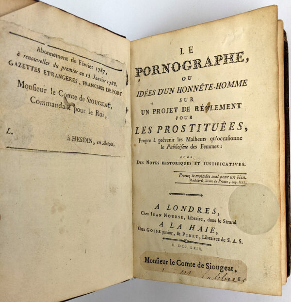Le Pornographe, ou Idees d'un Honnete-Homme sur, un Projet de Reglement pour les Prostitutes, - Image 2