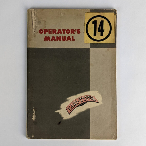 Operator's Manual for Vari-Typer
