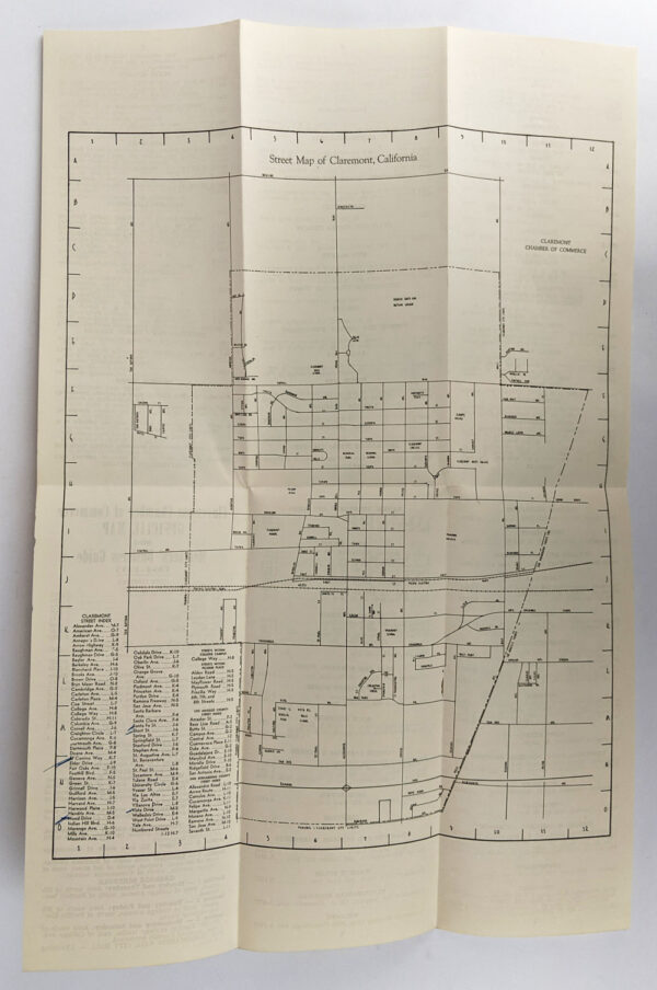Claremont Chamber of Commerce Official Map and Members' Business Guide, 1954-1955