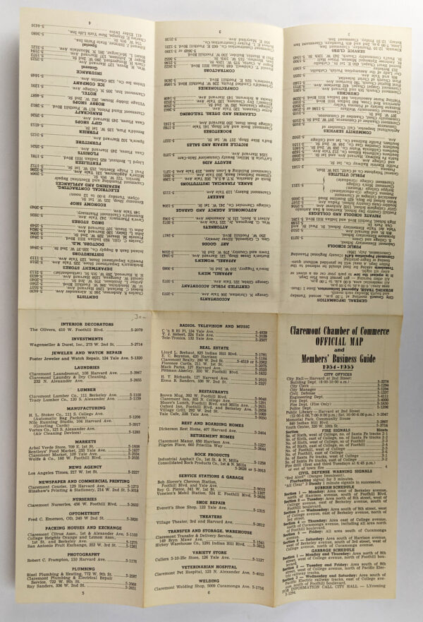 Claremont Chamber of Commerce Official Map and Members' Business Guide, 1954-1955 - Image 2