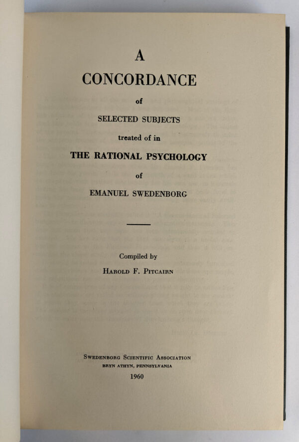A Concordance of Selected Subjects Treated of in The Rational Psychology of Emanuel Swedenborg - Image 2