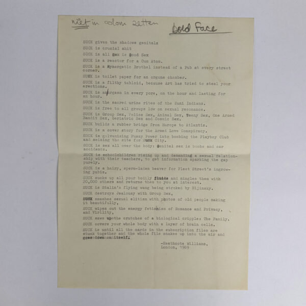 Suck Manifesto Poster + Original Typescript - Image 3