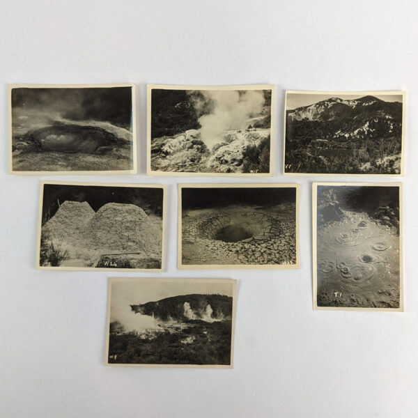 Lot of 7 Photographs Showing Geysers, Mud, and Lake, Rotorua Region, New Zealand