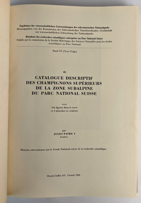 Catalogue Descriptif des Champignons Superieurs de la Zone Subalpine du Parc National Suisse - Image 2