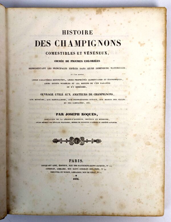Histoire des Champignons Comestibles et Veneneux Ornee de Figures Coloriees Reresentant les Principales Especes dans leurs Dimensions Naturelles; - Image 2