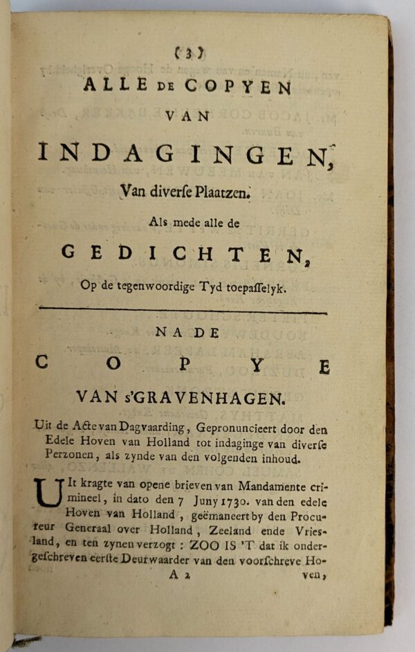 Alle de Copyen van Indagingen, als mede alle de Gedichten Op de Tegenwoordige Tyd toepasselyk - Image 3