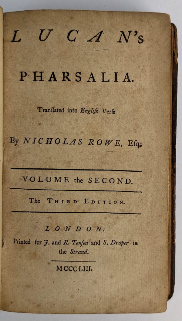 Lucan's Pharsalia Translated into English Verse by Nicholas Rowe - Image 4