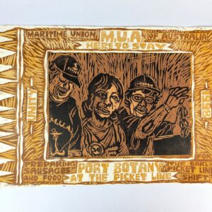Series of Five Colour Woodblock Prints on the 1998 Australian Waterfront Dispute