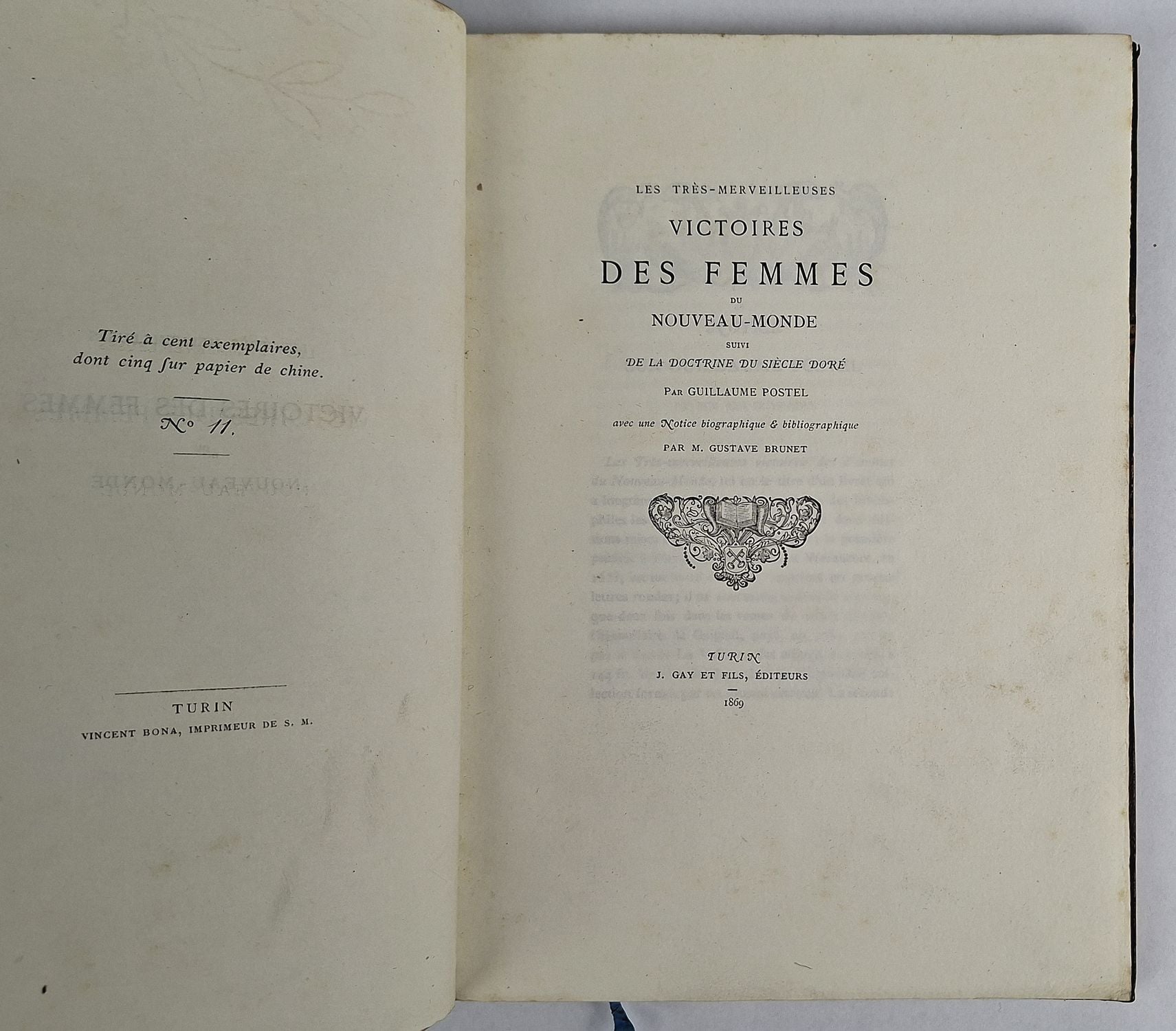 Les Tres-Merveilleuses Victoires des Femmes du Nouveau-Monde, suivi de la Doctrine du Siecle Dore. Avec une notice biographique & bibliographique par M. Gustave Brunet. - Image 2