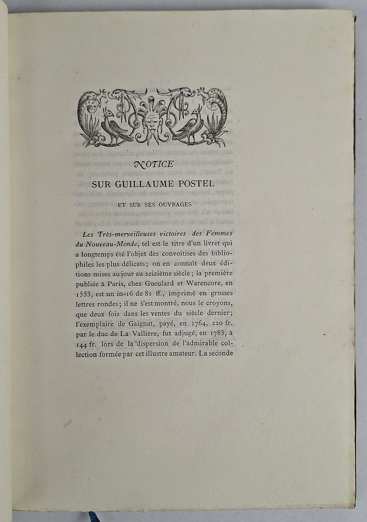 Les Tres-Merveilleuses Victoires des Femmes du Nouveau-Monde, suivi de la Doctrine du Siecle Dore. Avec une notice biographique & bibliographique par M. Gustave Brunet. - Image 3