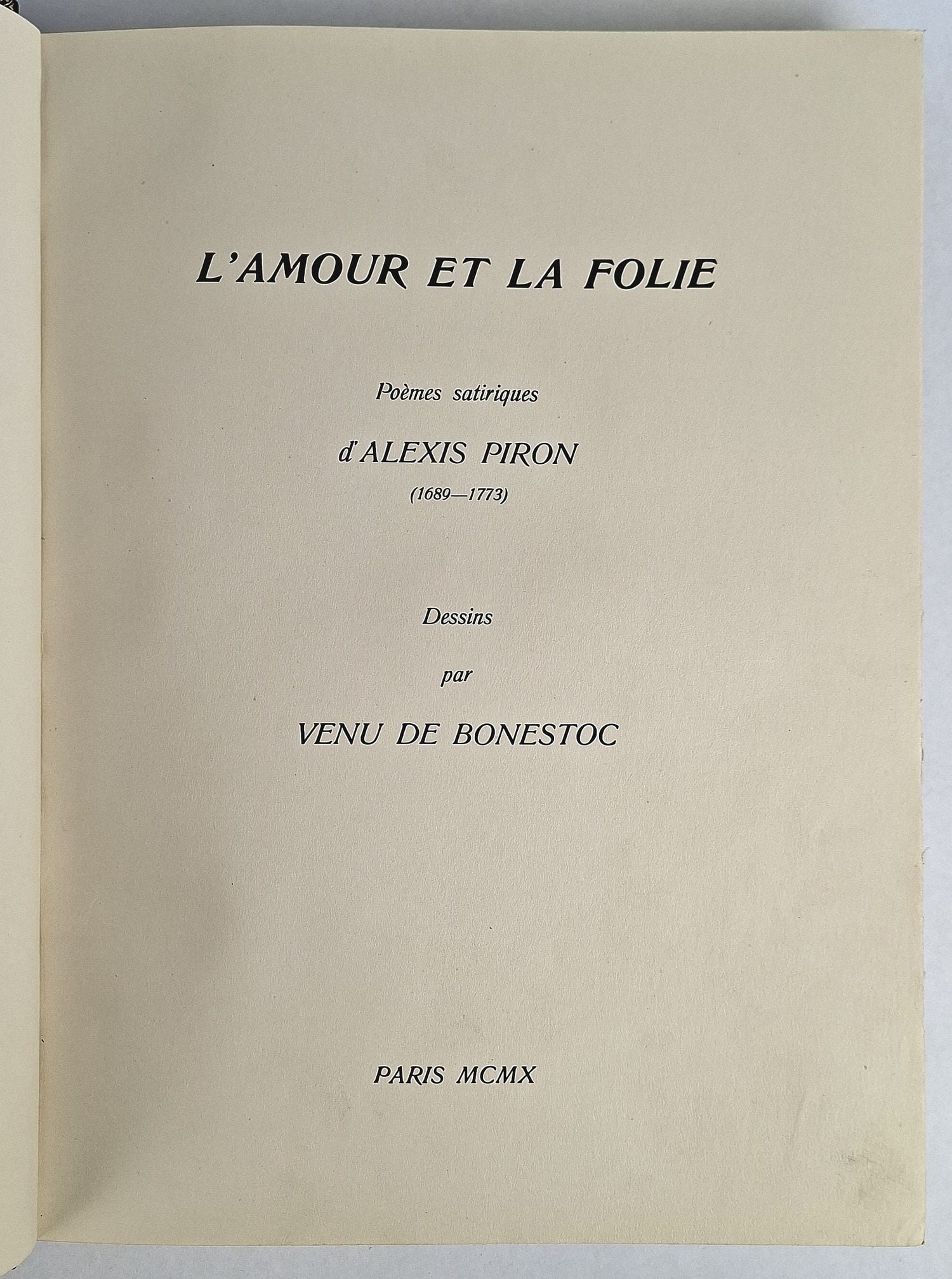 L'Amour et la Folie: Poemes Satiriques d'Alexis Piron (1689-1773) - Image 3